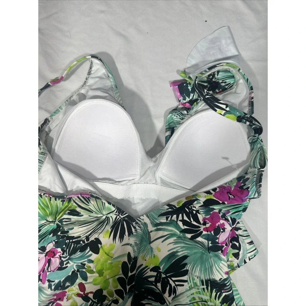 NWT Profile Gottex [ 10 ] Beautiful Day V-Neck Ruffle One Piece Swimsuit‎ T1963